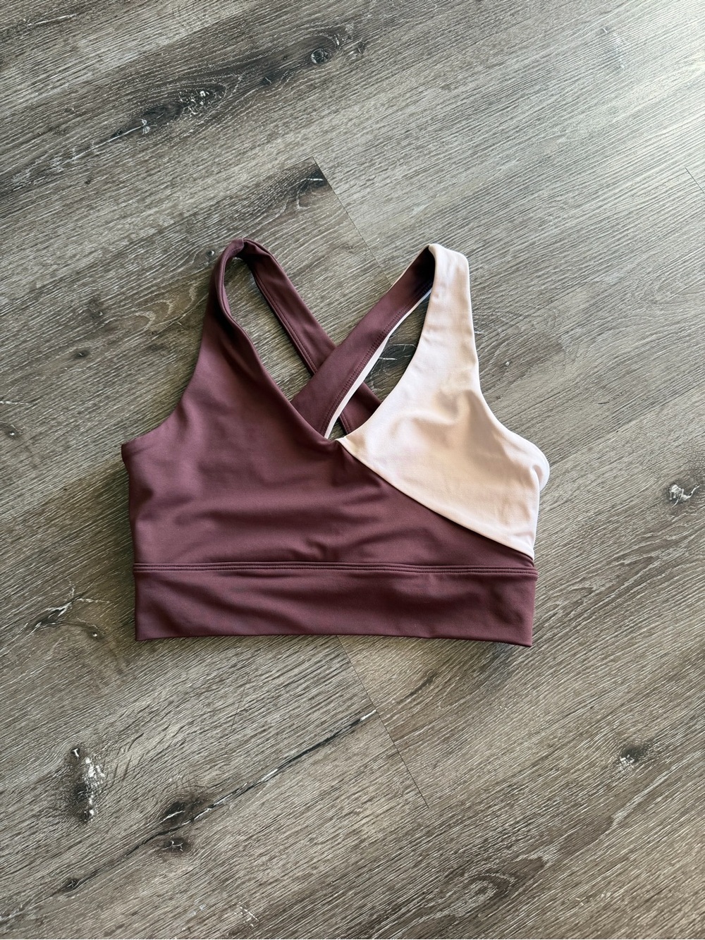 Colorblock Mauve & Blush Crossback Sports Bra